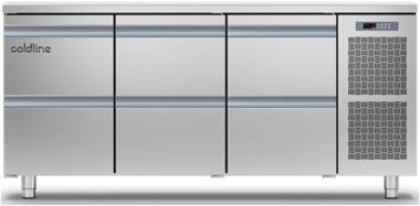 Coldline 6 Drawer Work Top Chiller GN Counter Refrigerator Made in Italy
